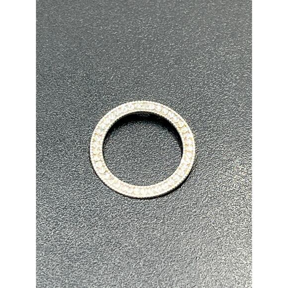 JCM 10k White Gold Round Open Circle Diamond Cut Pendant Stamped - Picture 4 of 11